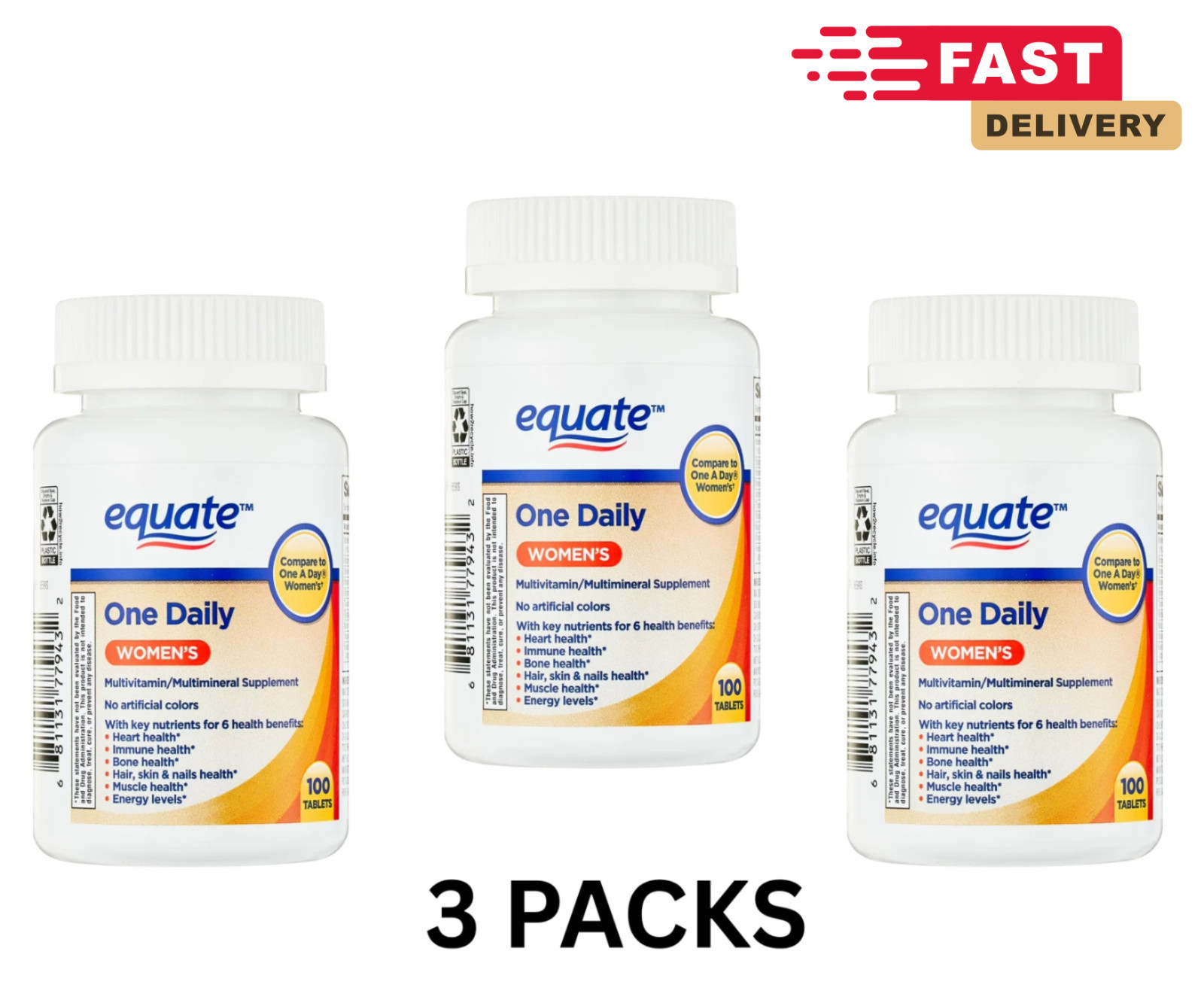 Equate One Daily Women'S Tablets Multivitamin/Multimineral Supplement, 100 Count