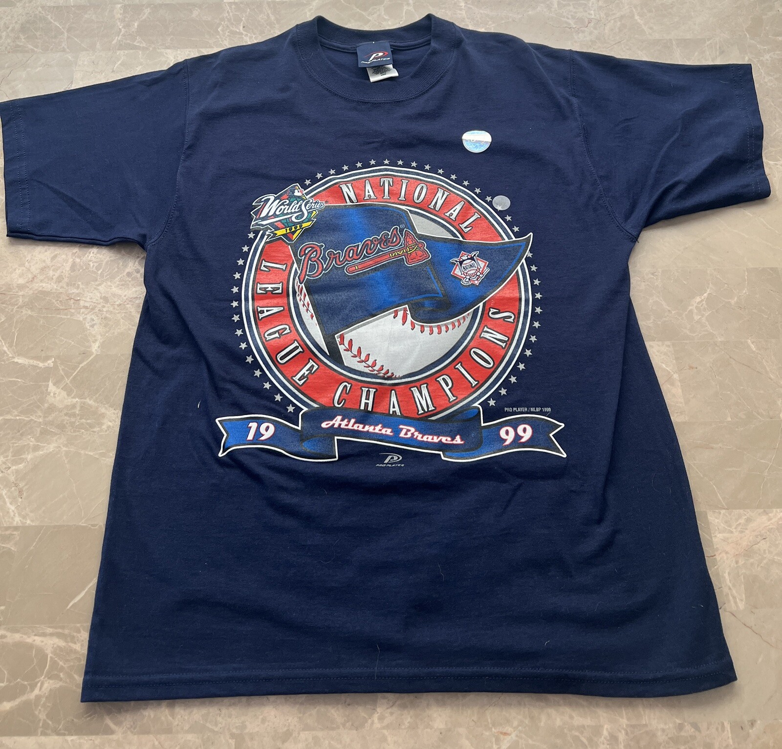 New Vintage pro player 90s 1999 Atlanta BRAVES National League Champions T Shirt