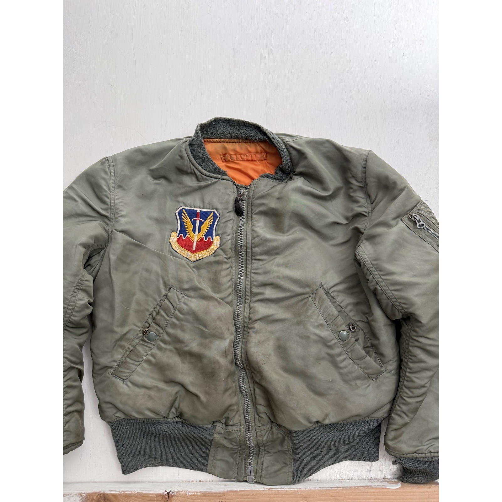 Vintage Alpha Industries MA-1 Flight Jacket Sage Green Air Command 60\'s Small