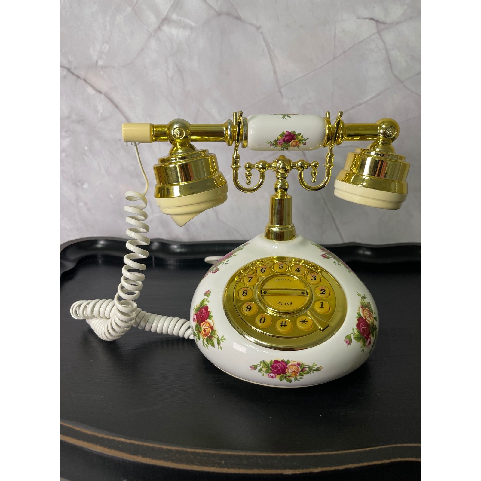 Royal Albert Old Country Roses Vintage Style Porcelain Telephone Gold Trim