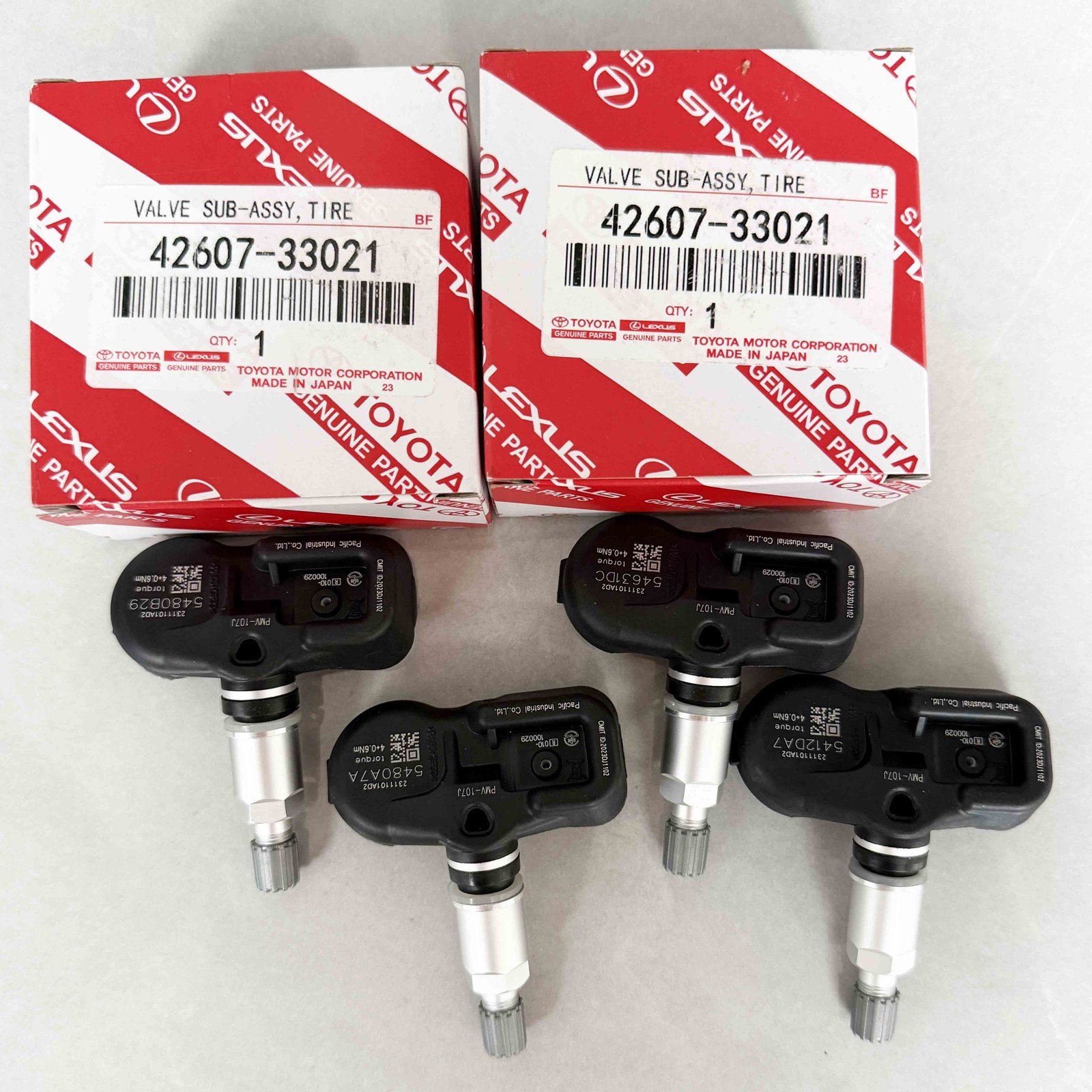 4PCS Genuine Tire Pressure Sensor TPMS 42607-33021 PMV-107J For Toyota Lexus 4PCS Genuine Tire Pressure Sensor TPMS 42607-33021 PMV-107J For Toyota Lexus