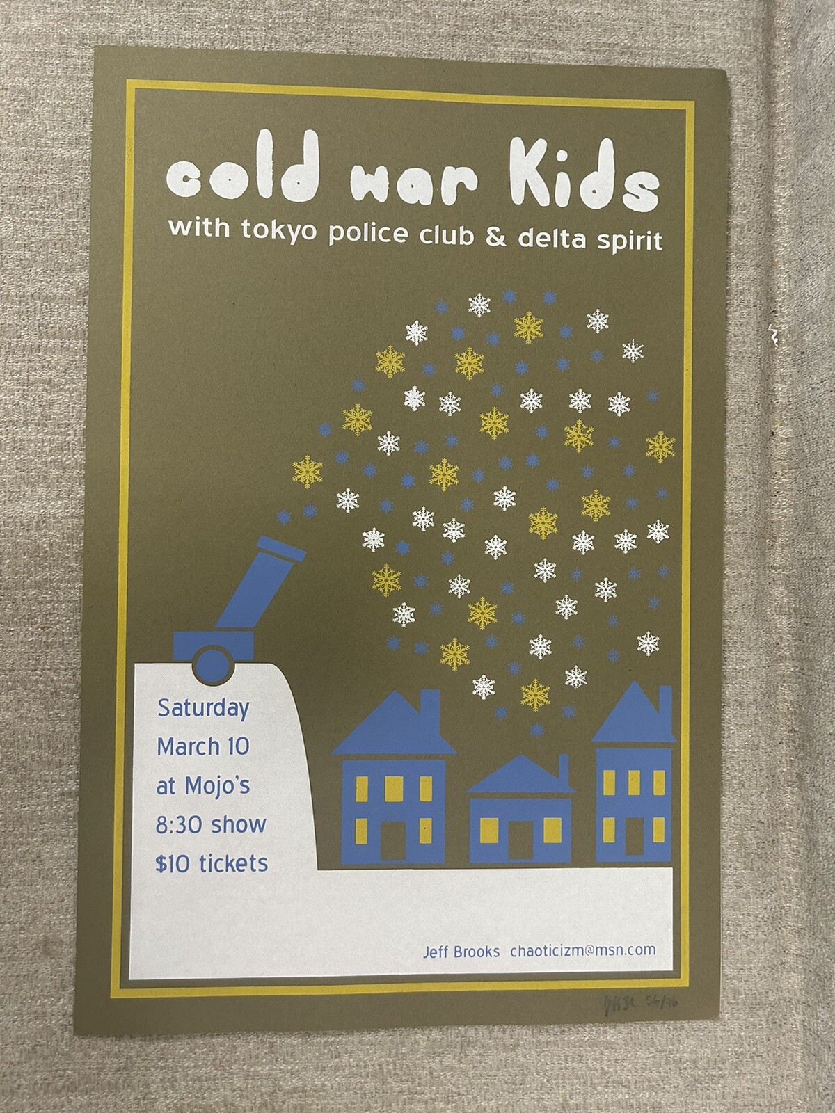 COLD WAR KIDS RARE Vintage SILKSCREEN GIG POSTER S/N ED OF ONLY 76 Made COLD WAR KIDS RARE Vintage SILKSCREEN GIG POSTER S/N ED OF ONLY 76 Made