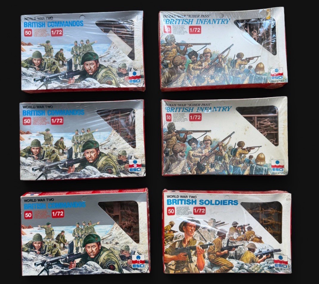 Vintage ESCI 1/72 Scale British Infantry & Commandos Military Lot - 6 Boxes