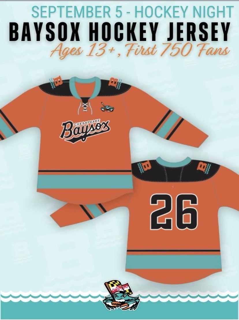 Chesapeake Baysox 2026 Hockey Jersey XL SGA O\'s AA Bowie New Never Worn