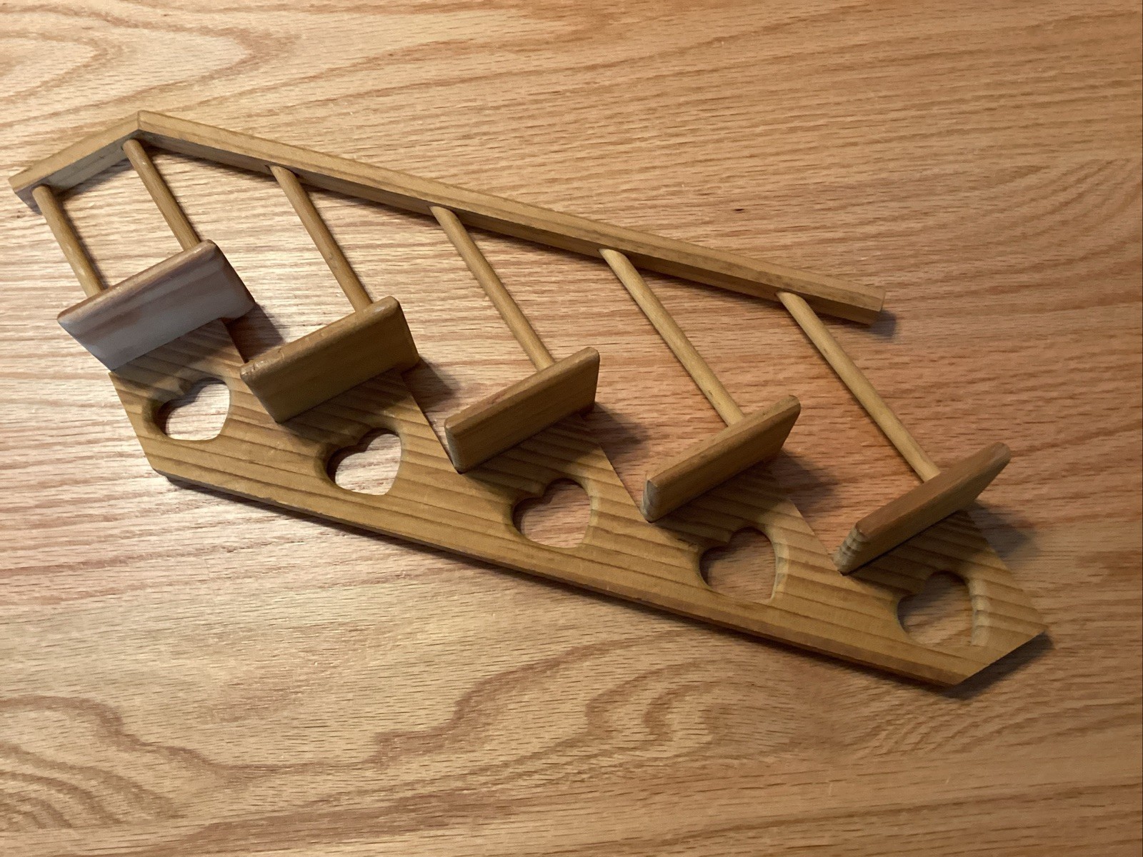 Vtg Wood Heart Cutout Staircase Tiered  Shelf Cottagecore Country Farmhouse