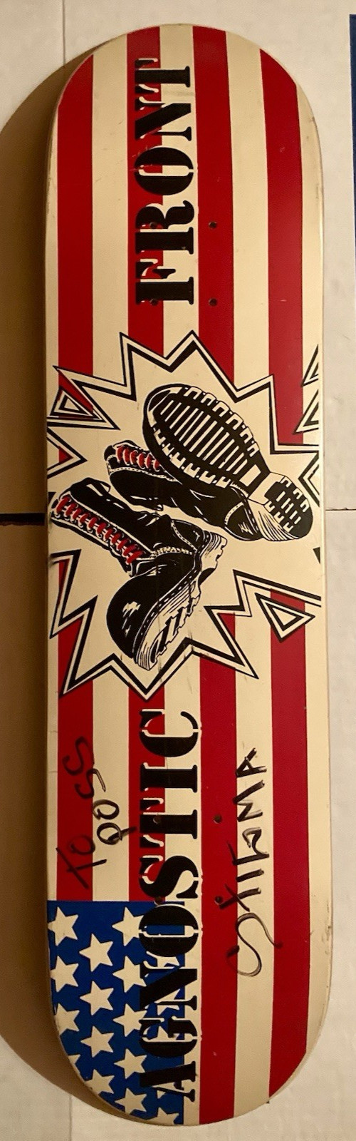 AGNOSTIC FRONT LIVE AT CBGBS VINTAGE ULTRA RARE AUTOGRAPHED BKS SKATEBOARD DECK