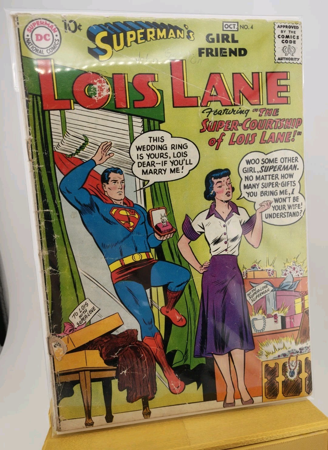 Superman's Girlfriend Lois Lane #4 Oct 1958 DC Curt Swan Wedding Ring Cover