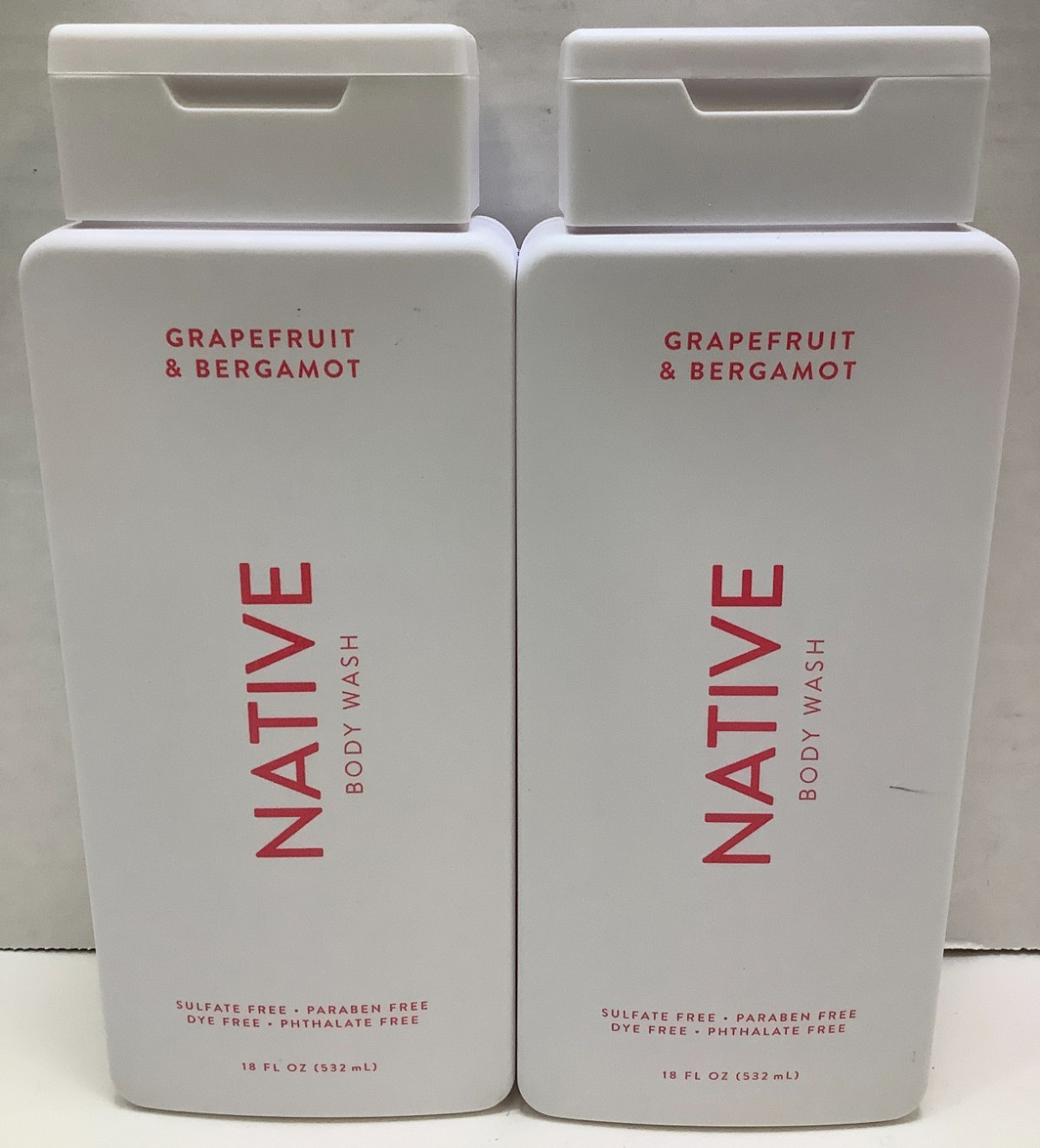 Native Body Wash, Grapefruit & Bergamo, Sulfate Free, 18oz, 2 Pack