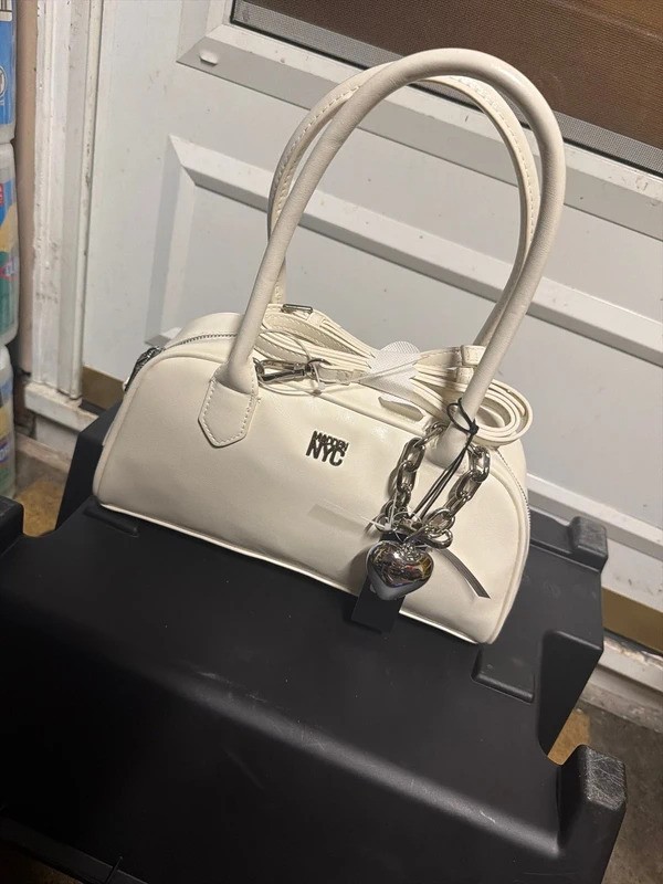 Madden NYC Women\'s East West Bowler Bag, White
