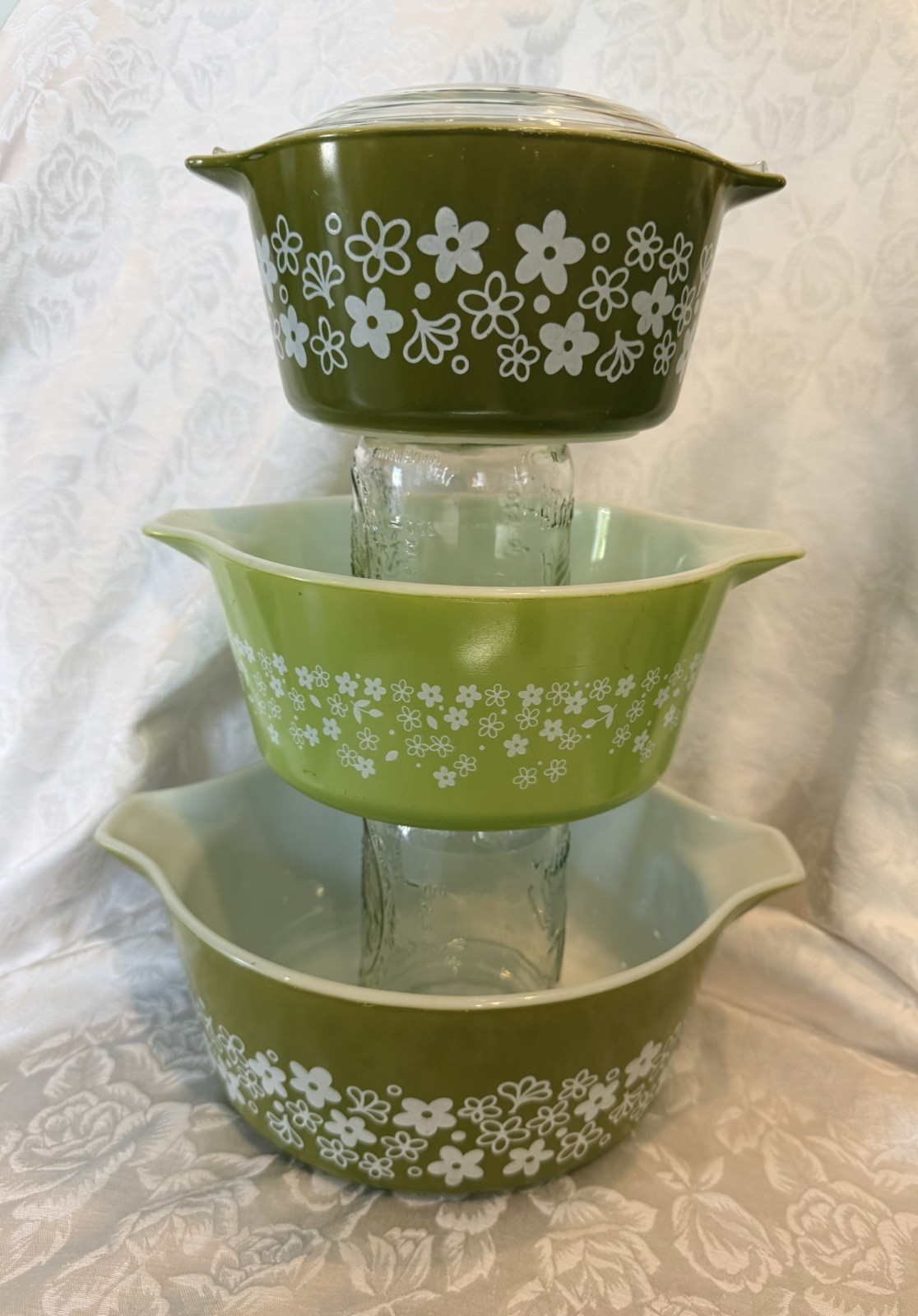 Vtg Pyrex Spring Blossom Version 3 Piece Casserole Set Vtg Pyrex Spring Blossom Version 3 Piece Casserole Set