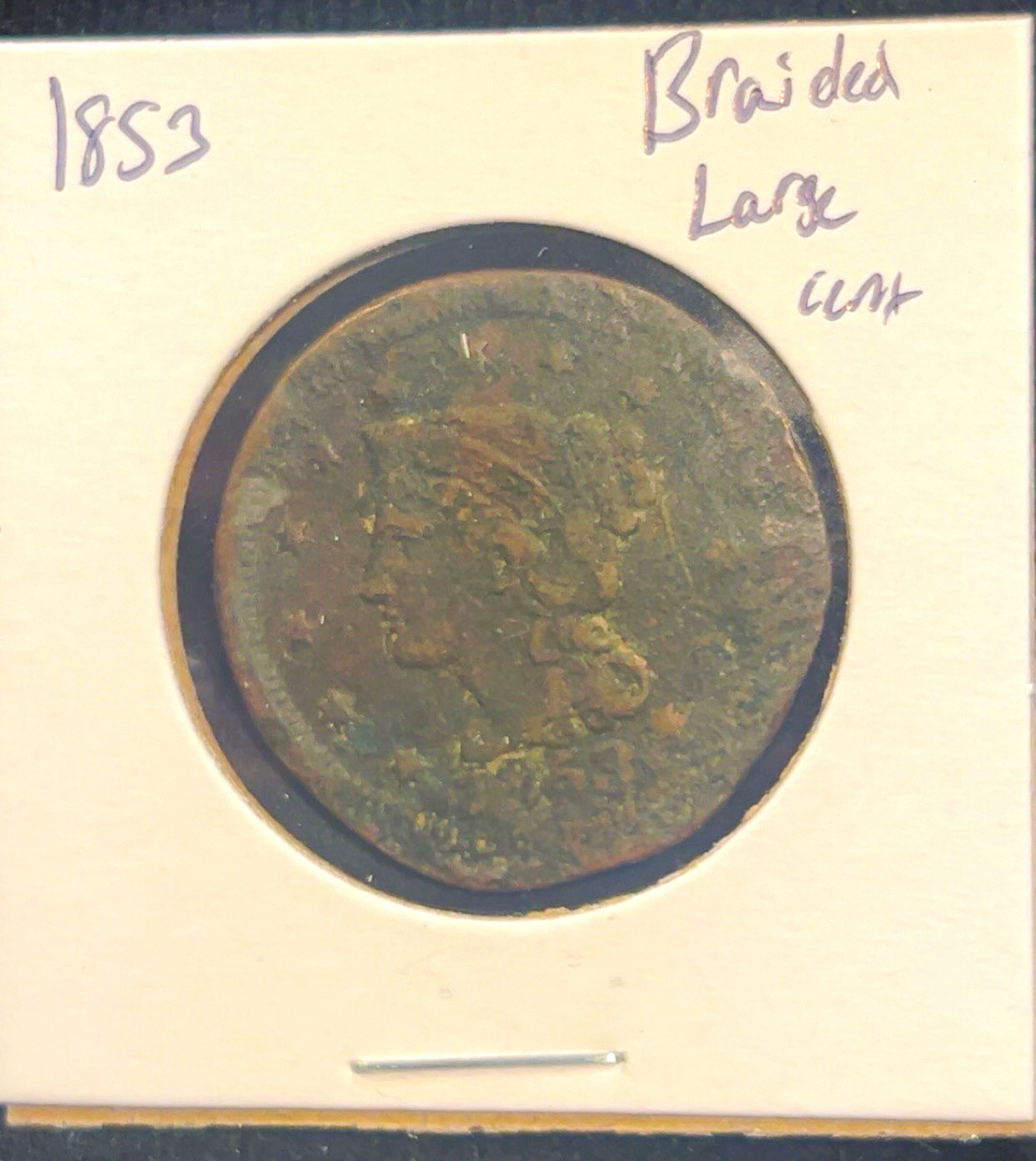 1853 Braided Hair Large Cent Hole Filler 
