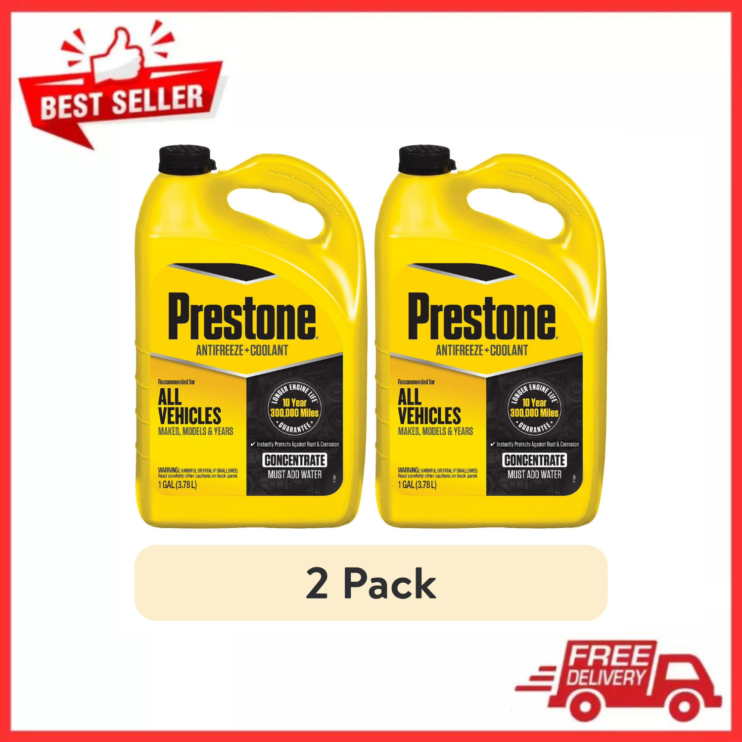 2pk Prestone Universal Concentrate Antifreeze and Coolant for All Vehicles,1 Gal