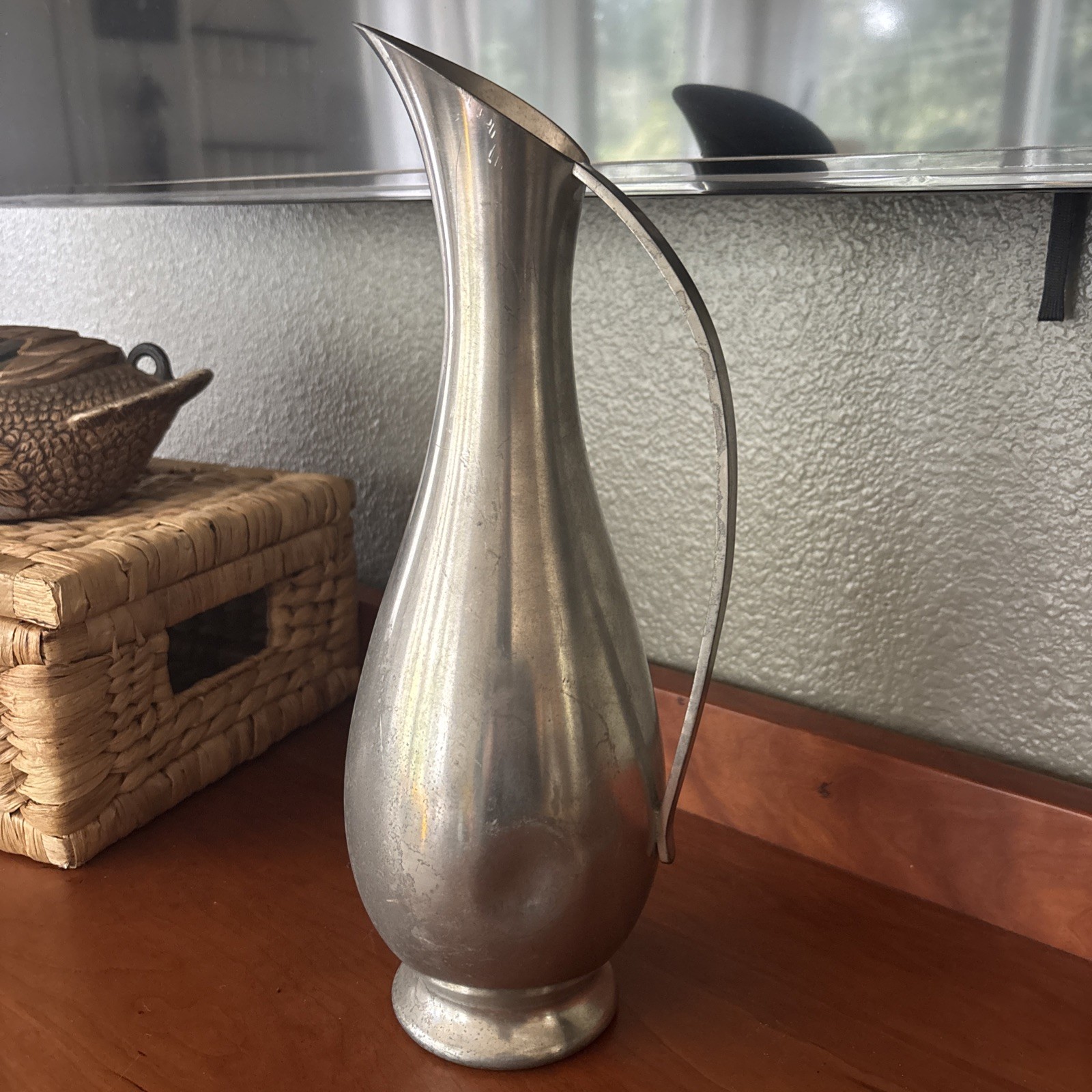 1950s Royal Holland Pewter Daalderop Pitcher Vase Mid-Century Style 14”
