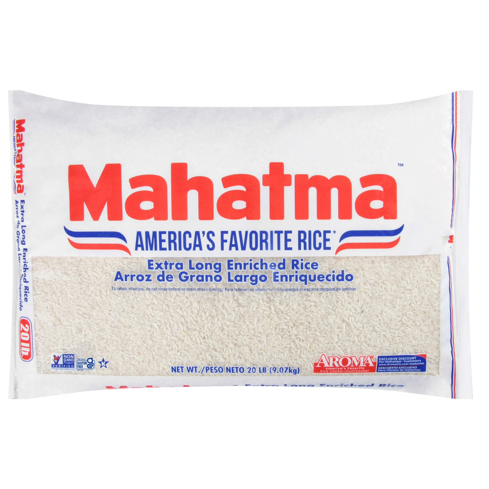 Mahatma Enriched Extra Long Grain White Rice 20 lb Bag Mahatma Enriched Extra Long Grain White Rice 20 lb Bag