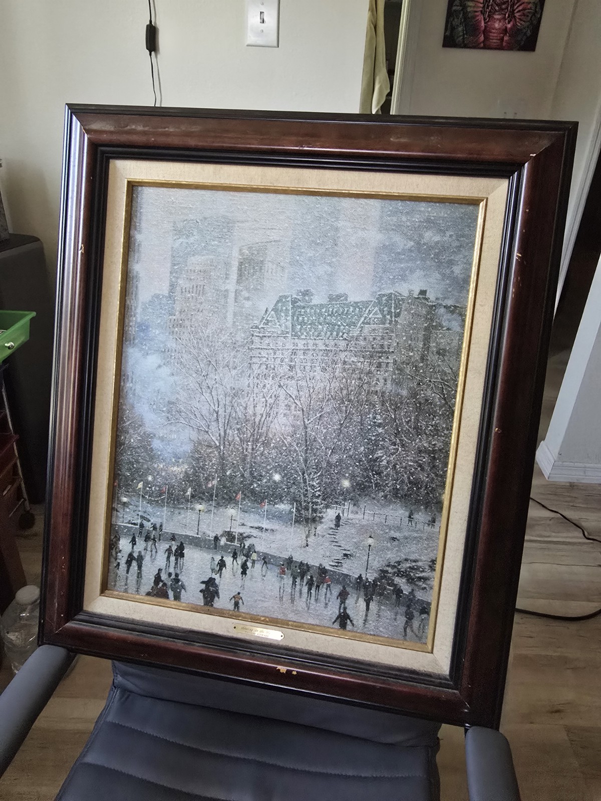 Thomas Kinkade Skating in the Park 1999 Classics Collection Framed COA