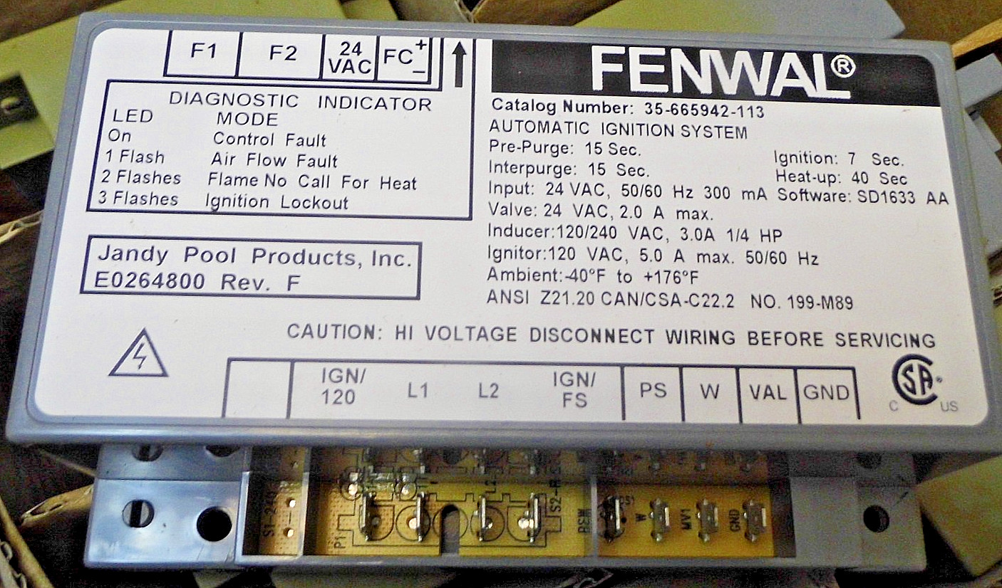 FENWAL 35-665942-113 Jandy E0264800 ignition Control Module NEW NOS W WARRANTY