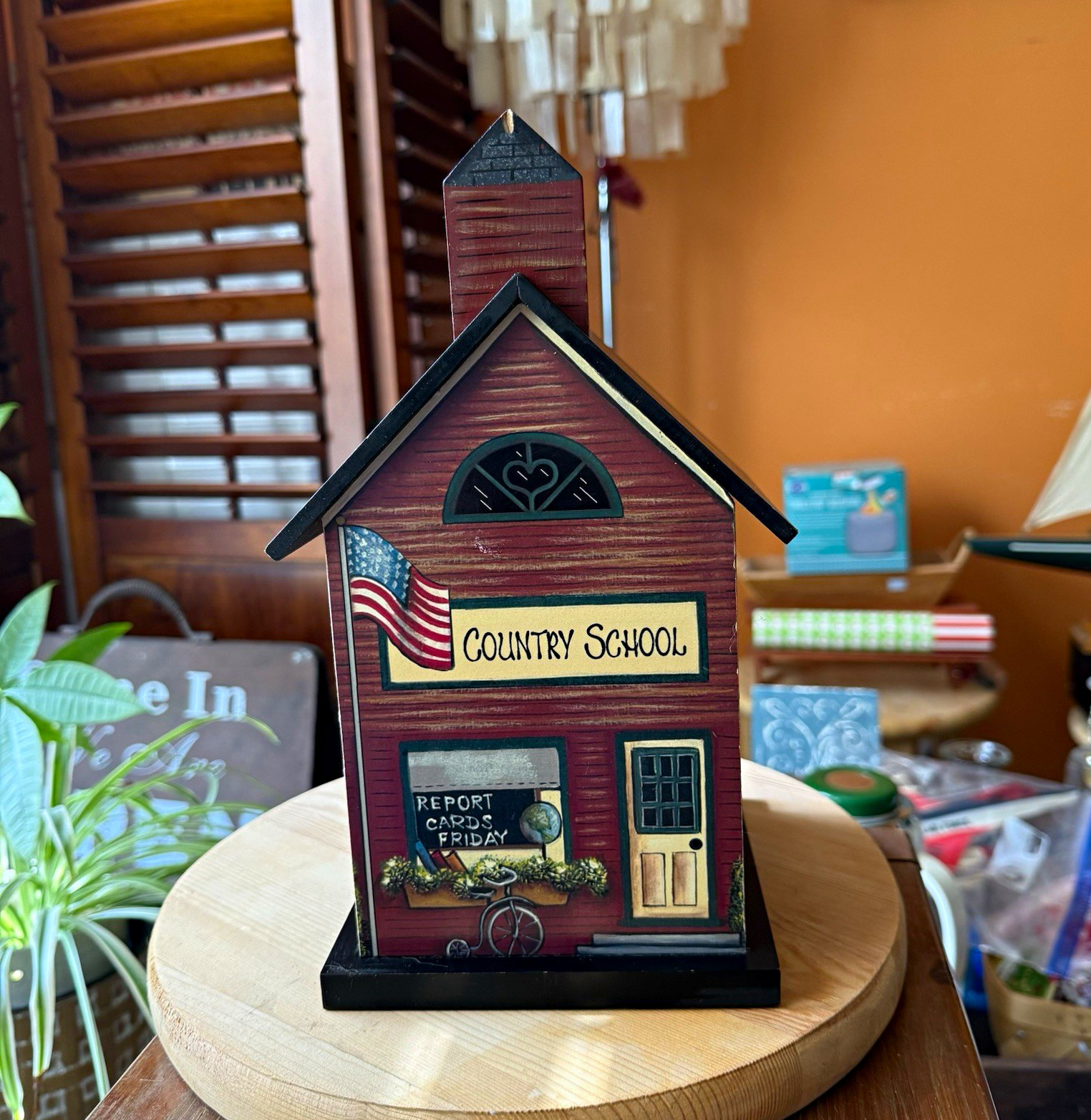 a vintage wooden schoolhouse shelf sitter from Brandywine top opens up a vintage wooden schoolhouse shelf sitter from Brandywine top opens up