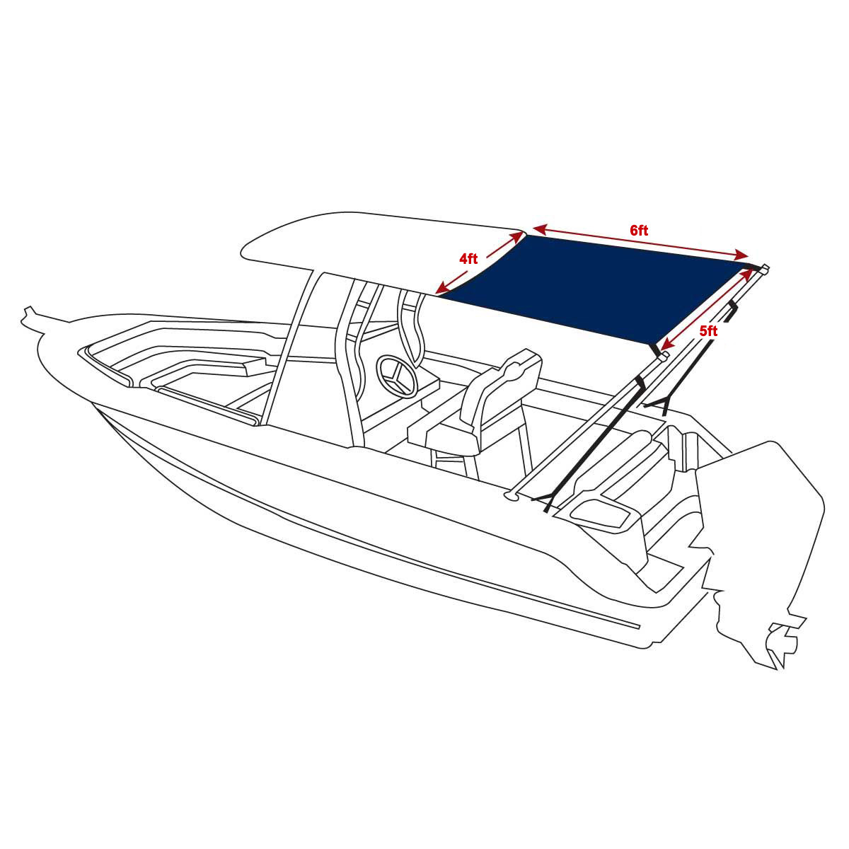 Oceansouth T-Top Extension Kit, Boat Stern Shade Oceansouth T-Top Extension Kit, Boat Stern Shade