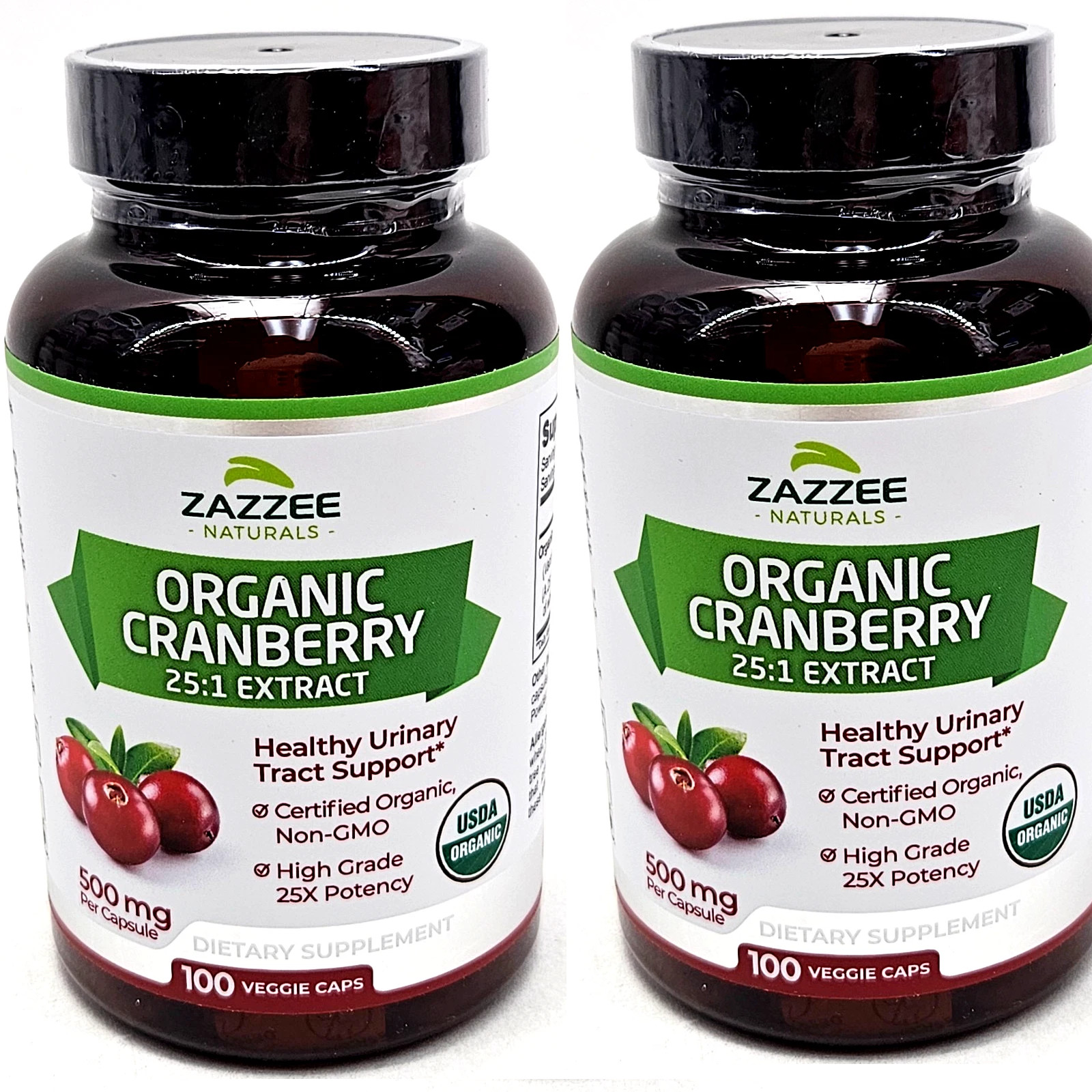 2 Cranberry Extract USDA Organic Zazzee Naturals 12500mg 100x2 = 200 Concentrate
