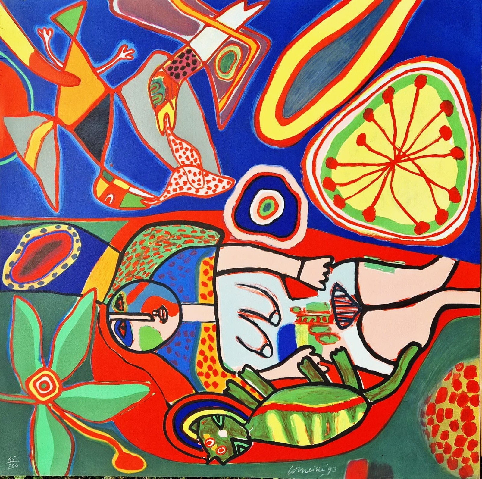 GUILLAUME CORNEILLE - Au Coeur de L ete (Unframed) Lithograph, handsinged / Colo