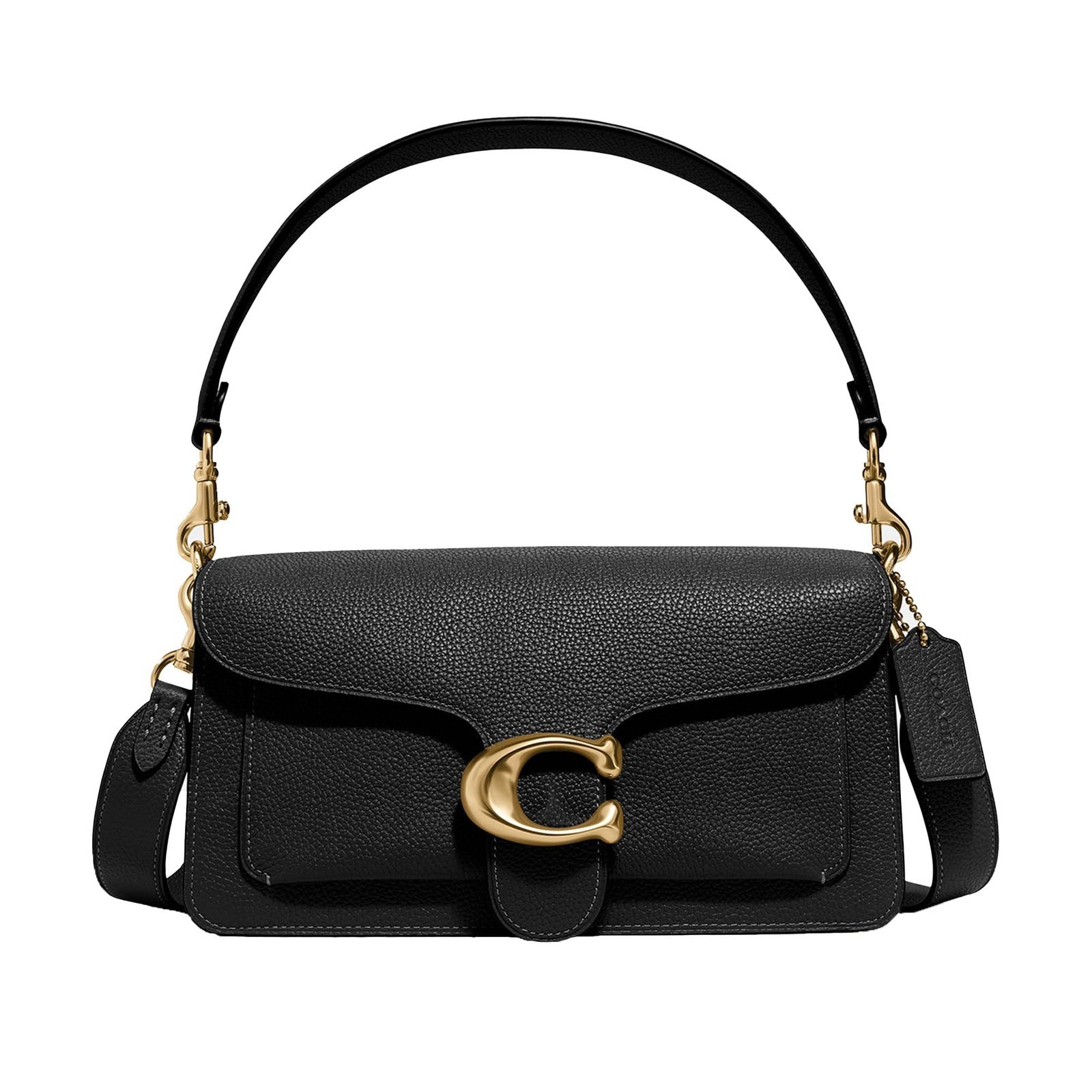 COACH CH857 Tabby Shoulder Bag 26 Polished Pebble Leather Black Gold Outlet