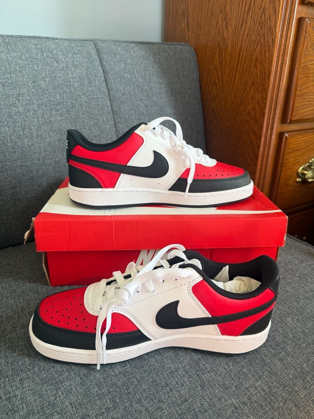 Nike Court Vision Low Black White Red