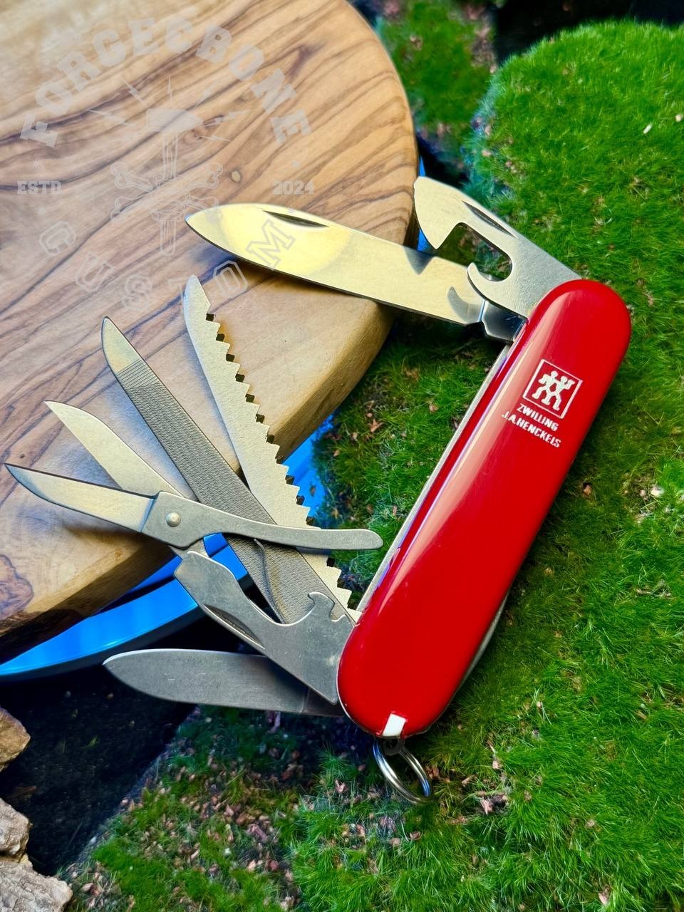 Vintage TWIN J.A. Henckels Large Multi Tool Pocket Knife Red NOS Germany