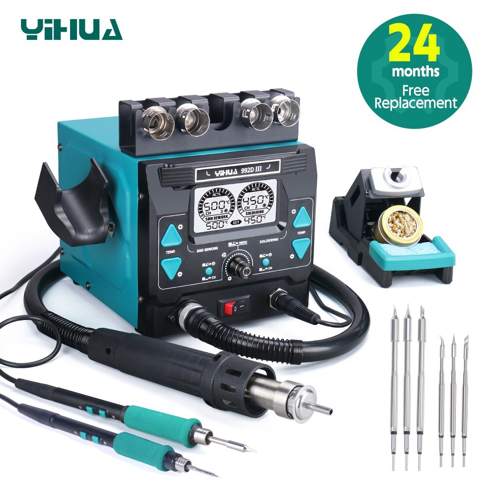 YIHUA 992D-III Hot Air Desoldering Rework Station C210/C245 Soldering Station YIHUA 992D-III Hot Air Desoldering Rework Station C210/C245 Soldering Station