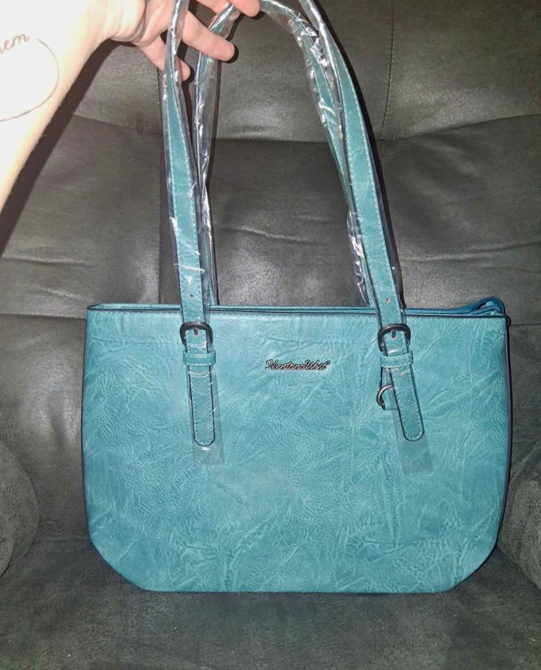 Montana West Women’s Blue Tote Bag Zip Top Double Handles Lined Pockets Montana West Women’s Blue Tote Bag Zip Top Double Handles Lined Pockets