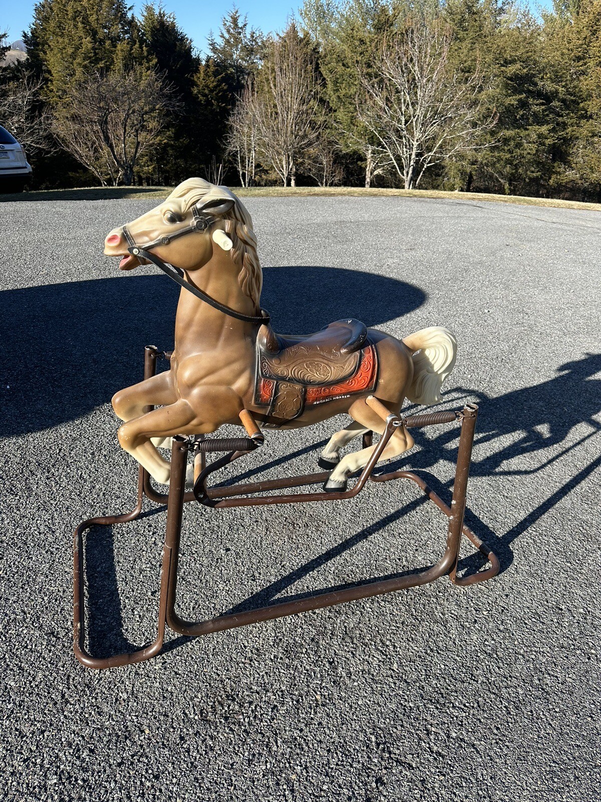 VIRGINIA PICKUP- RAWHIDE Gabriel 1970\'s Clip Clop Wonder Horse Spring Rocking🐎