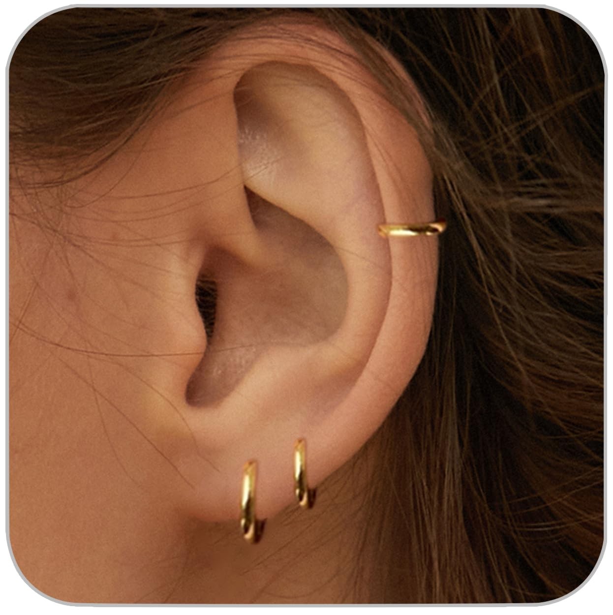 1 Pair 6mm Small Hoop Earrings for Women, Dainty 14K Gold Plated Huggie Hoop Ear 1 Pair 6mm Small Hoop Earrings for Women, Dainty 14K Gold Plated Huggie Hoop Ear