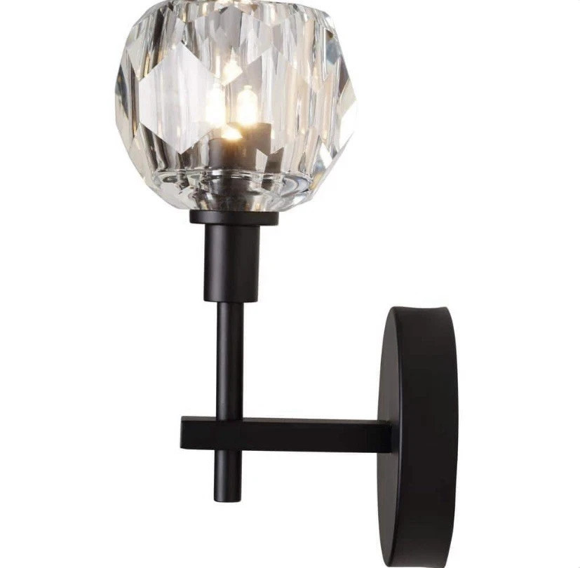 Alsy 4.75 in. 1-Light Black Wall Sconce with Clear Captured Glass Shade Alsy 4.75 in. 1-Light Black Wall Sconce with Clear Captured Glass Shade