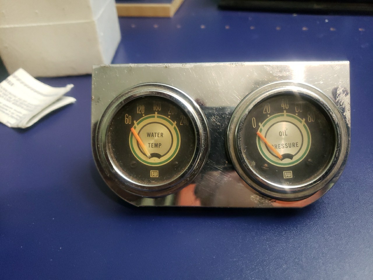 VINTAGE 1960'S STEWART WARNER GREEN LINE GAUGES OIL PRESSURE AMPS GM FORD MOPAR