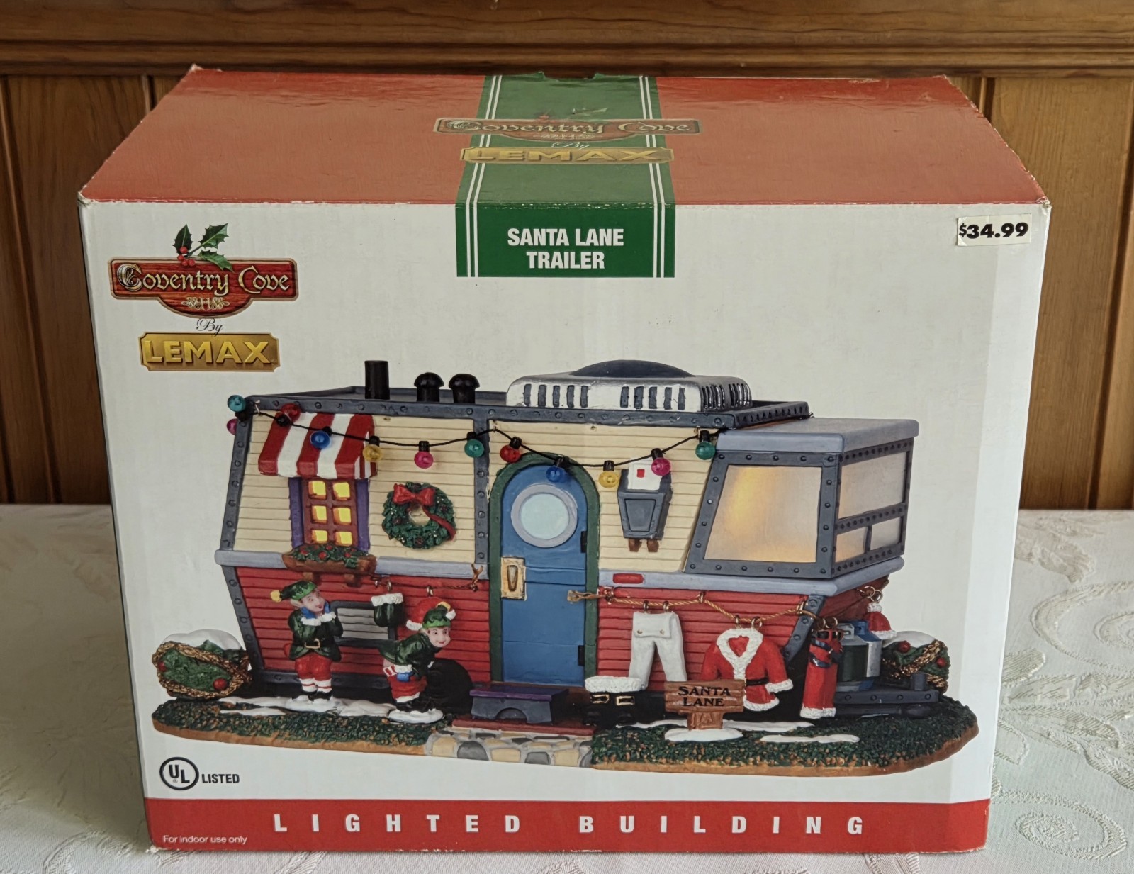 2014 Lemax Coventry Cove Santa\'s Lane Trailer RV Lighted Christmas Village NEW