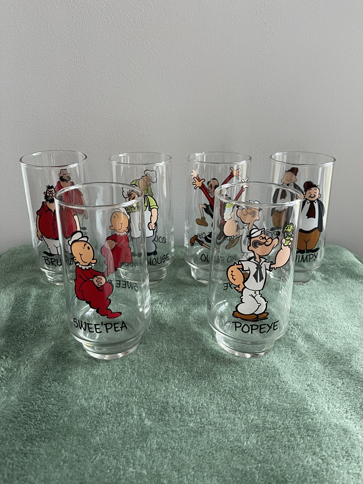 Vintage 1975 Popeye’s Coca-Cola Kollect-A-Set Glasses Complete Set of 6 