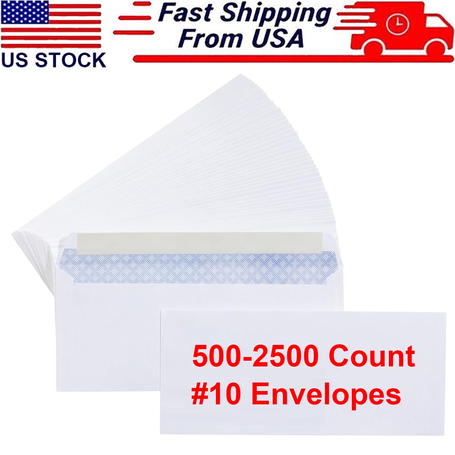 #10 Business Security Letter Envelopes Self-Seal Windowless Security 500-2500ct