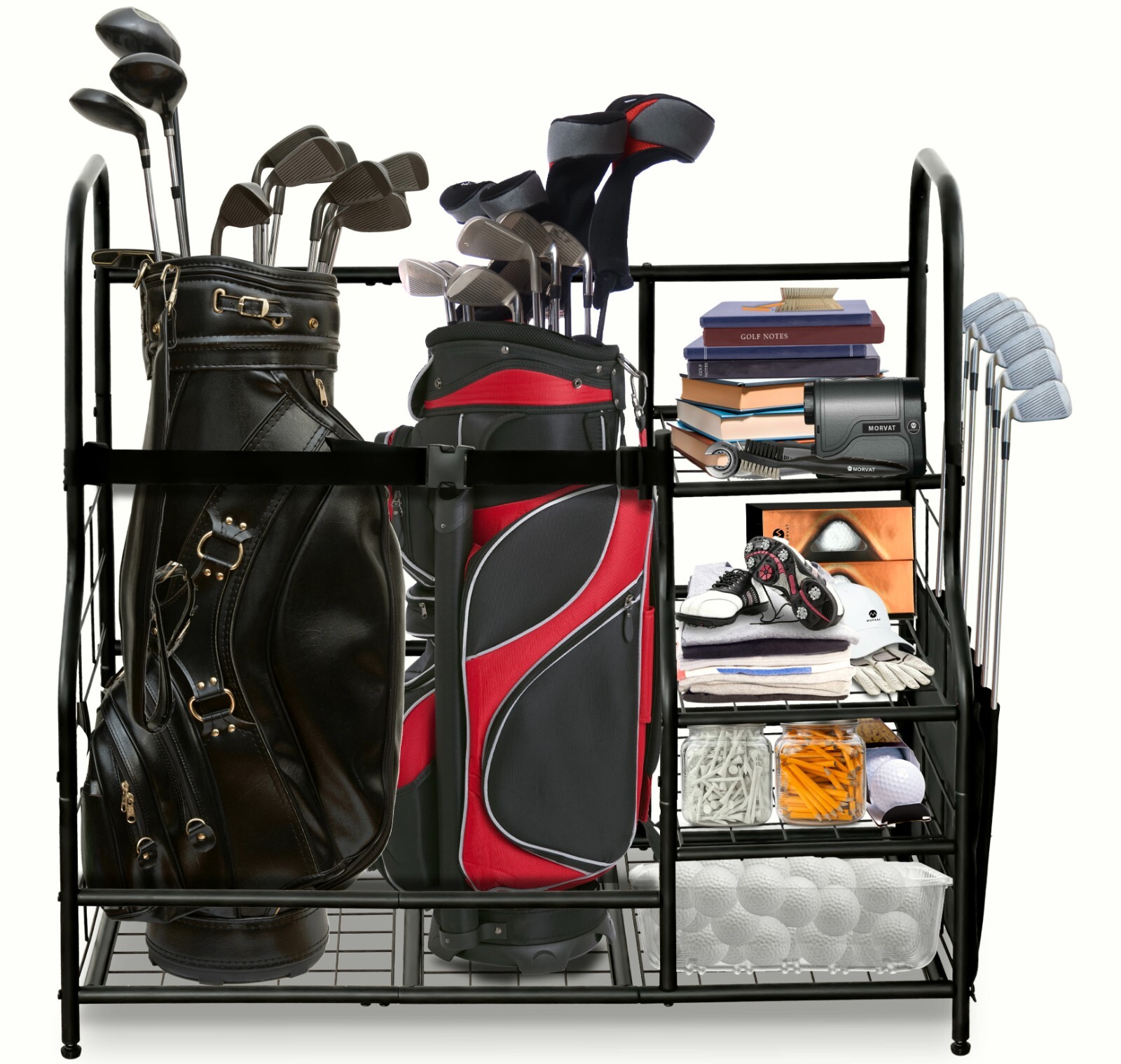 Morvat Double Extra Large Metal Golf Organizer Stand with Club Bag