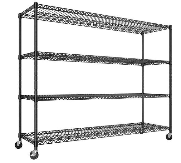 4Tier Metal Shelving on Wheels 2640Lbs Capacity Adjustable Heavy Duty for Garage