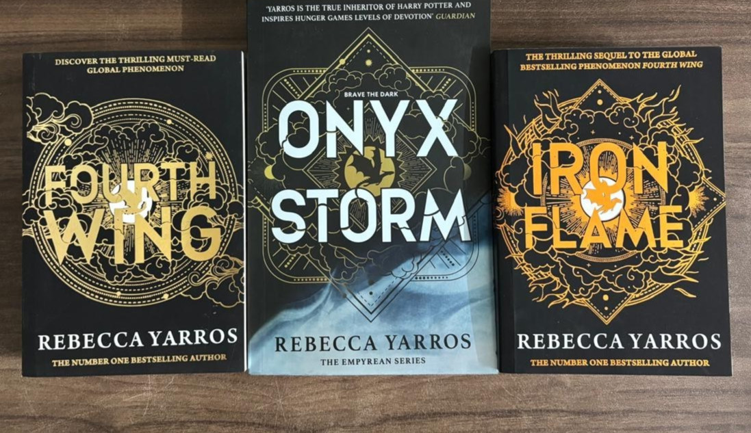 Onyx Storm + Iron Flame + Fourth wing by Rebecca Yarros Paperback & English Onyx Storm + Iron Flame + Fourth wing by Rebecca Yarros Paperback & English