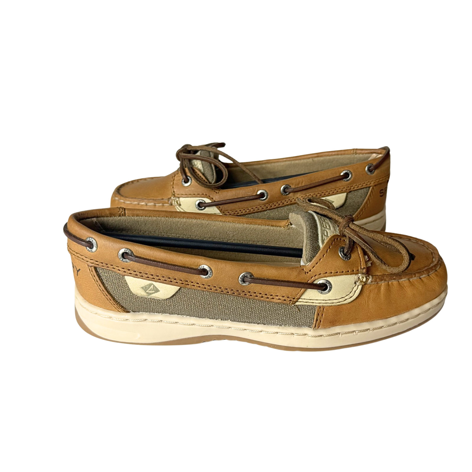 Sperry Women\'s Angelfish Varsity Comfortable Regular Boat Shoe, Natural, Sizes