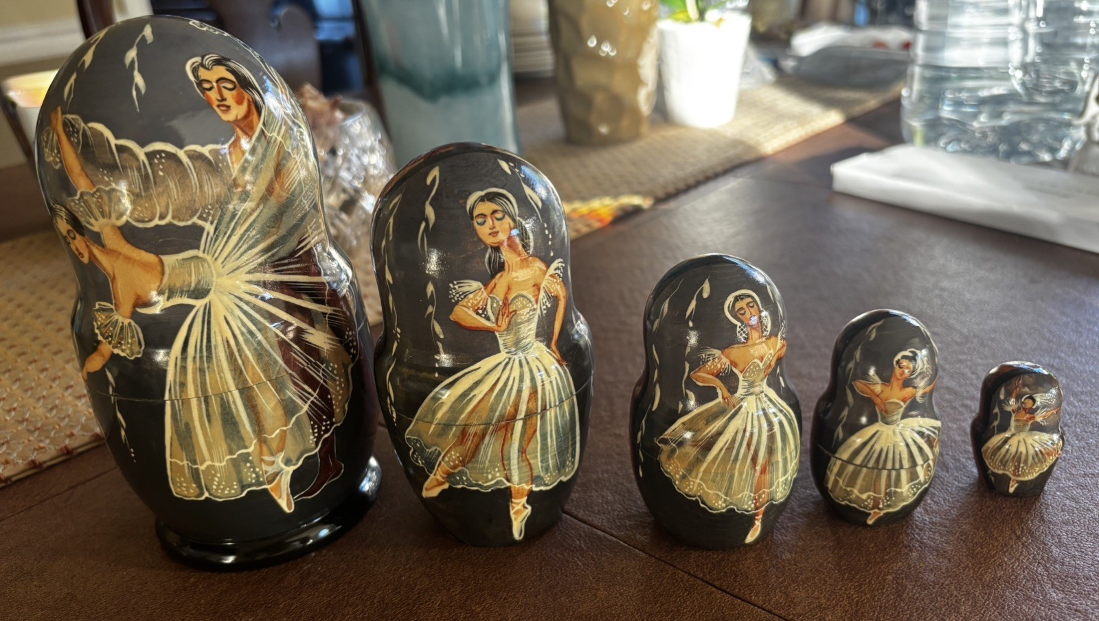 Signed Russian Matryoshka Nesting Dolls 2001 Petrukhina Ballet 5pc vintage