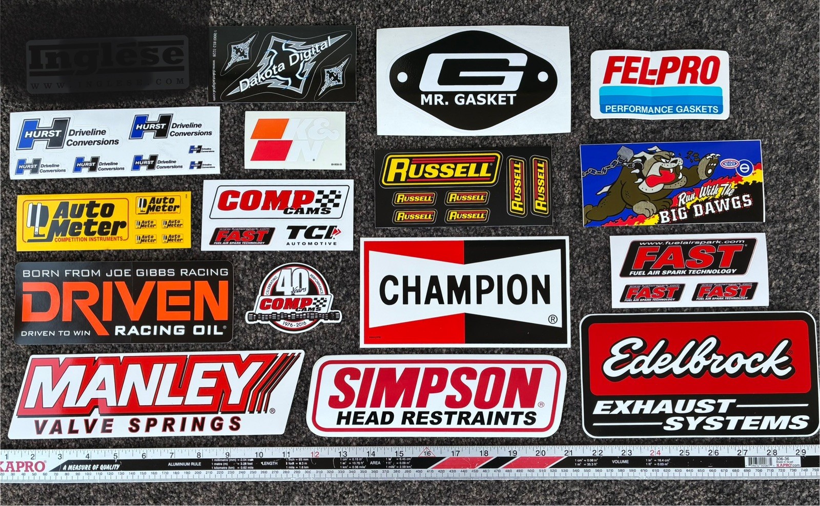 Lot of 39 authentic original racing decals stickers NHRA NASCAR INDYCAR F1 DRIFT