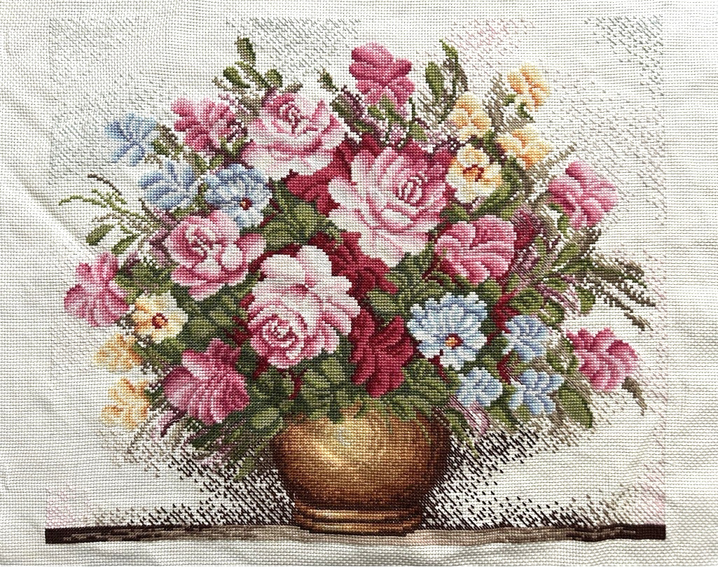 Handmade completed finished cross stitch Unframed NEW embroidery-Vase