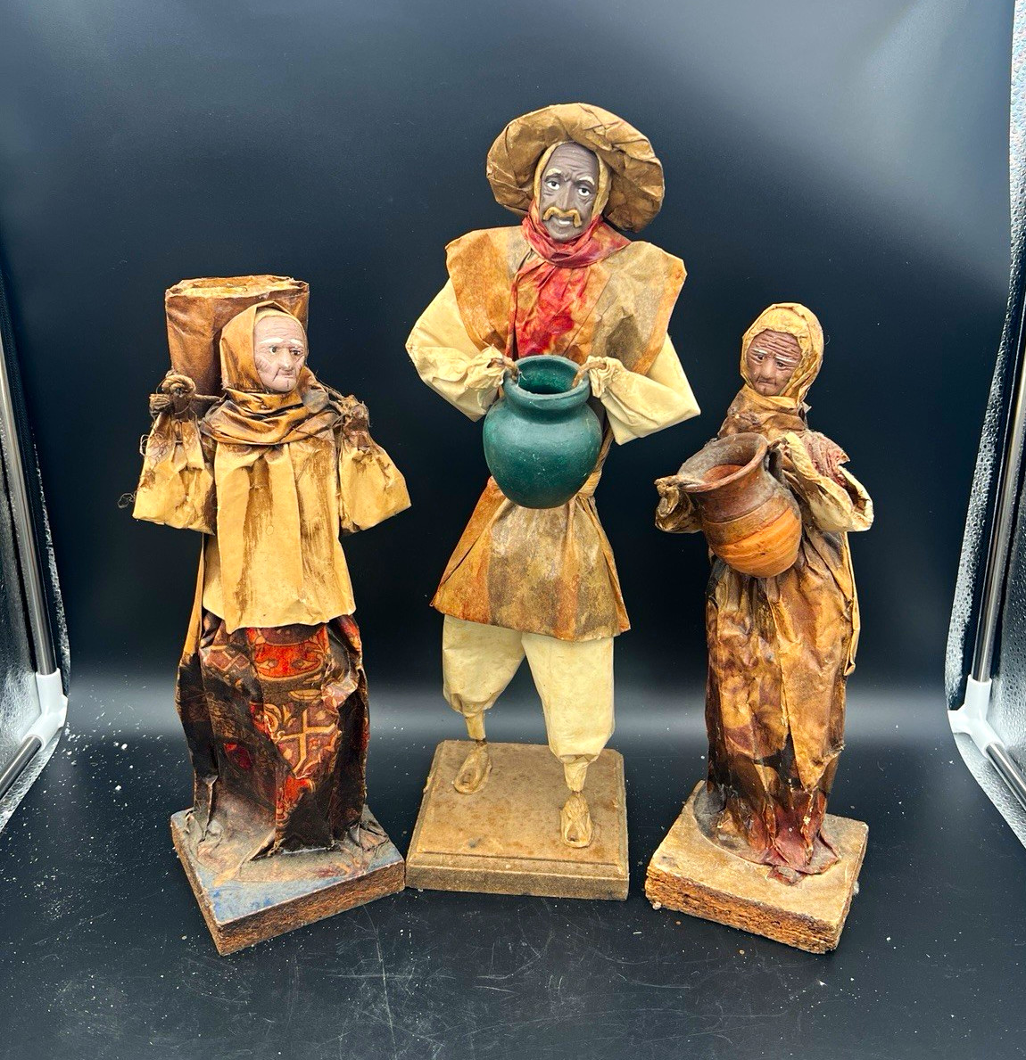 Vintage Mexican Papier Mache Folk Art Figures Set 3, Xalisco Jalisco