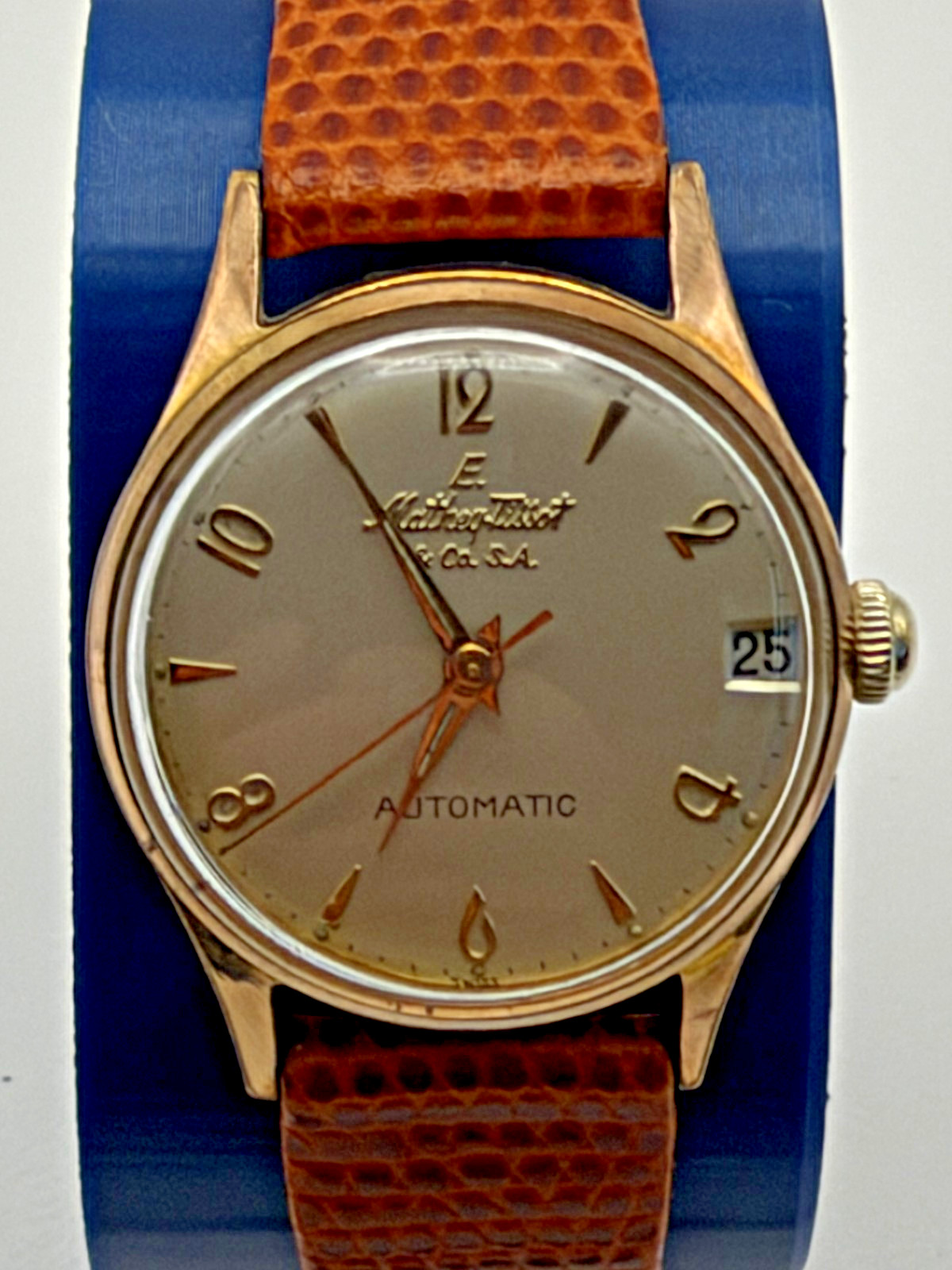 Vintage Swiss Made Mathey Tissot Automatic Watch 30mm, Stainless Steel Rose Gold Vintage Swiss Made Mathey Tissot Automatic Watch 30mm, Stainless Steel Rose Gold