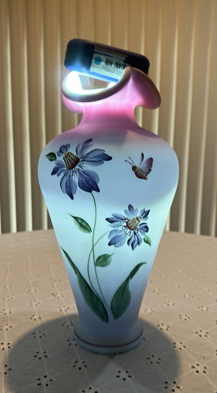 Large Honor collection showcase vase 13” Fenton Blue Burmese. “purple passion” Large Honor collection showcase vase 13” Fenton Blue Burmese. “purple passion”