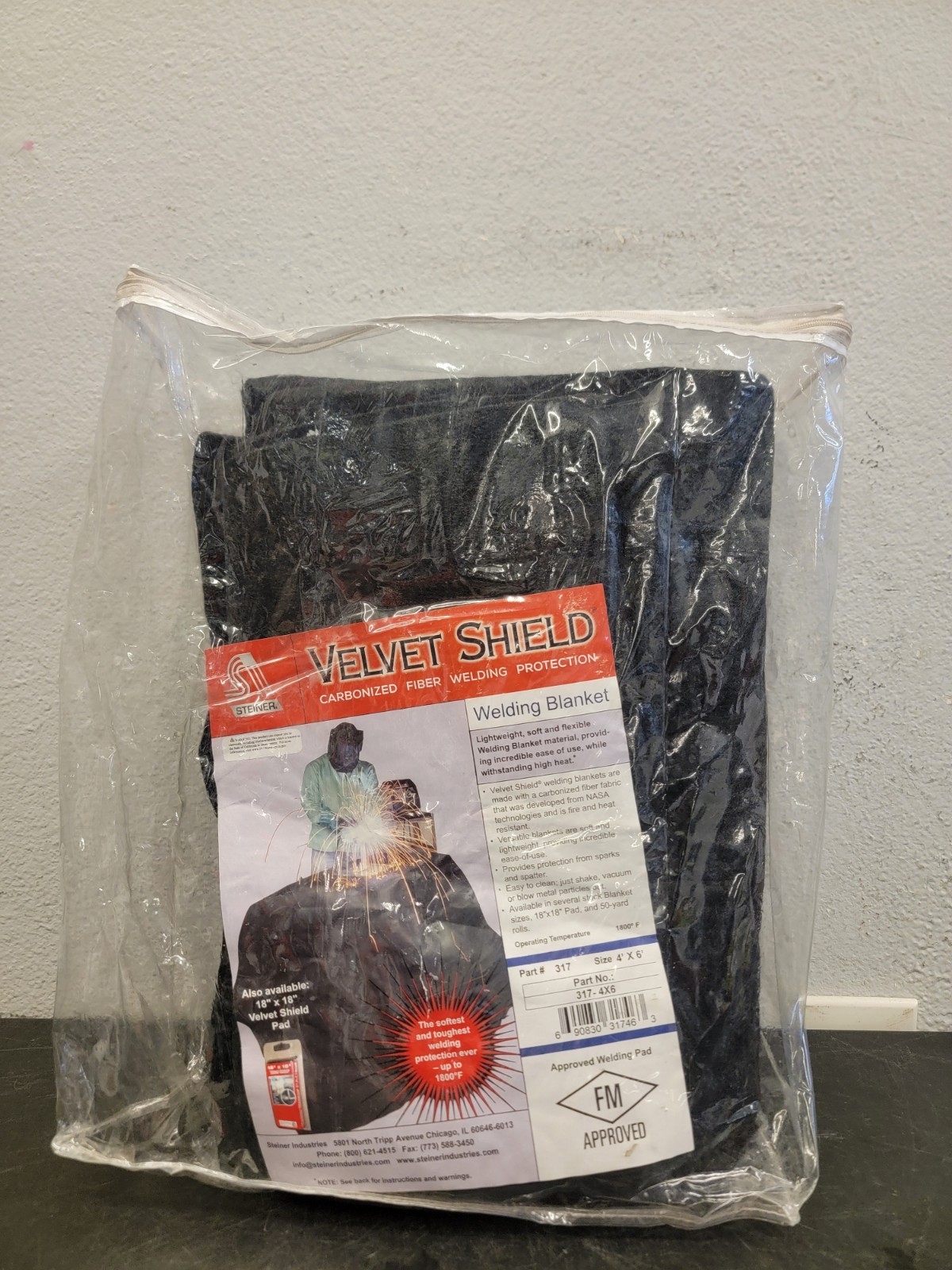 Steiner 317-4X6 Welding Blanket, Carbon Fiber, 6 Ft. W., 4 Ft. H., 24 Oz/Sq Yd Steiner 317-4X6 Welding Blanket, Carbon Fiber, 6 Ft. W., 4 Ft. H., 24 Oz/Sq Yd