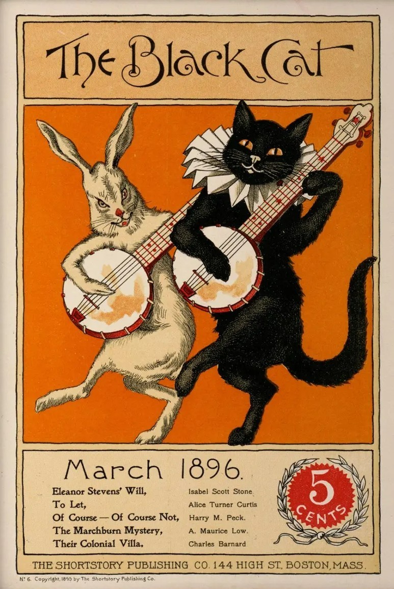The Black Cat March 1896 Rabbit Banjo Vintage Magazine Cover Poster 24x36 The Black Cat March 1896 Rabbit Banjo Vintage Magazine Cover Poster 24x36