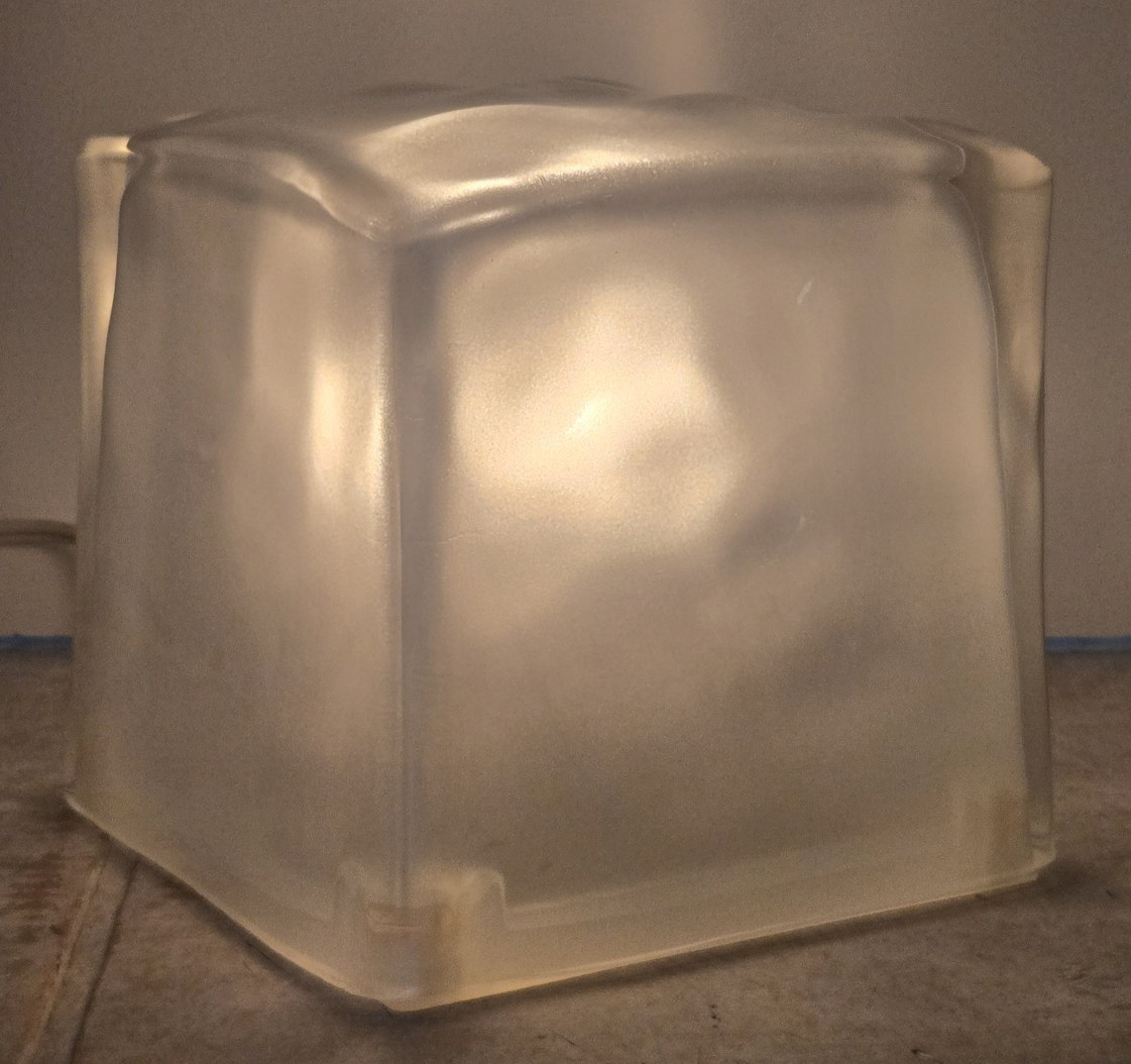 Vintage 1990s IKEA Iviken Ice Cube Table Lamp Frosted Glass Block HTF