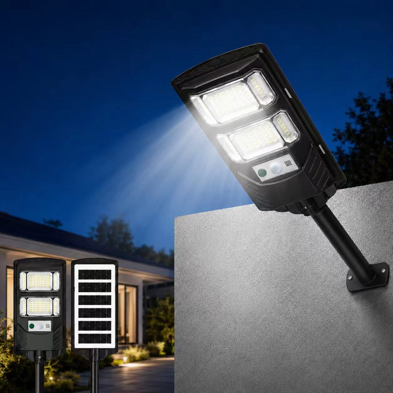 GMOX 1/2PCS 10KLM Solar Street Light | IP65 WP Motion-Sensor Dusk-Dawn Remote